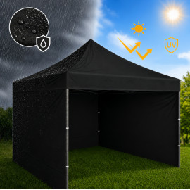 Party stan nůžkový s bočními stěnami 3x3m černý
