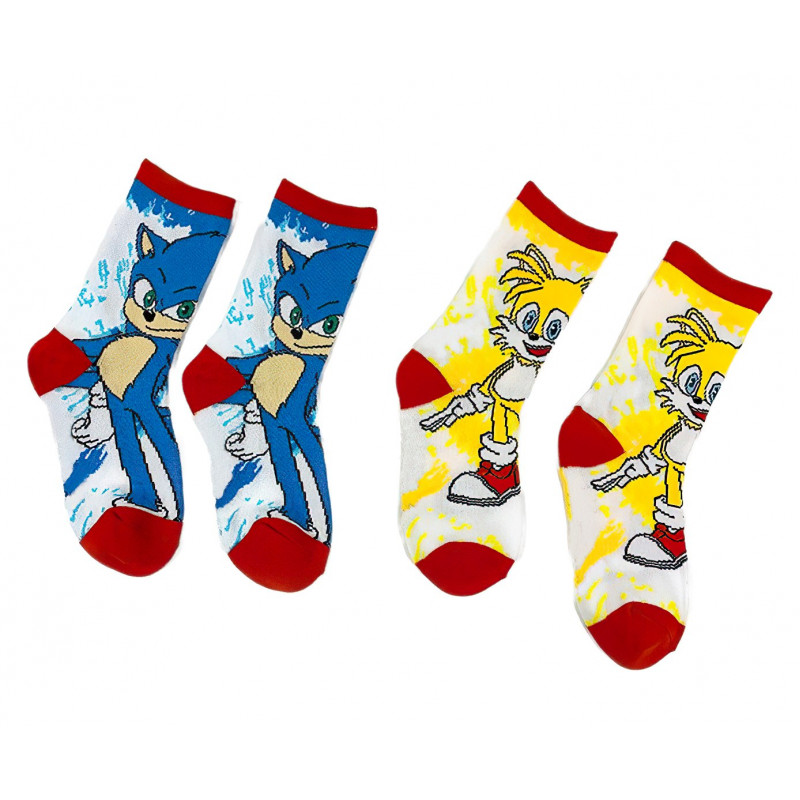 Dětské ponožky Ježek Sonic a Liška Tails 5-8 let 2 páry
