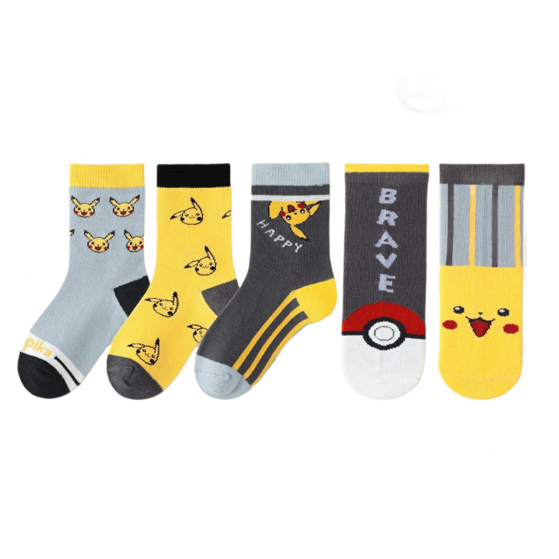Dětské ponožky Pokémon Pikachu a pokébal 3-5 let 5 párů Dětské ponožky Pokémon Pikachu a pokébal 3-5 let 5 párů