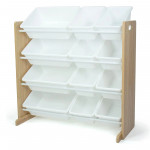 Dětský úložný regál na hračky dřevěný-bílý