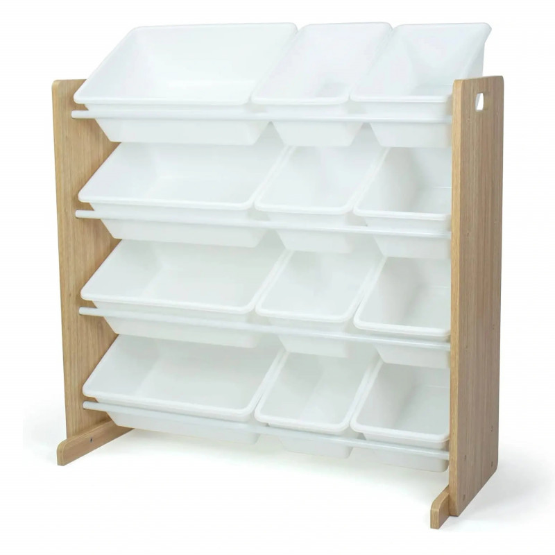 Dětský úložný regál na hračky dřevěný-bílý