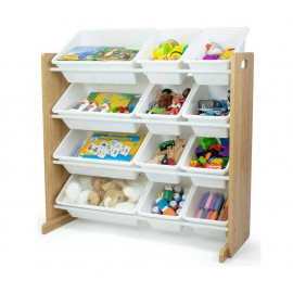 Dětský úložný regál na hračky dřevěný-bílý