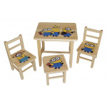 Dětský stůl se třemi židlemi Wood Mimoni