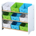 Organizer na hračky s barevnými boxy