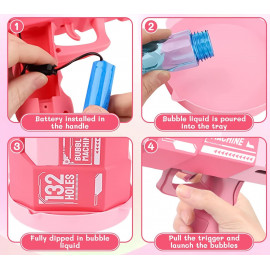 Maxi pistole na bubliny - 132 bublin růžová