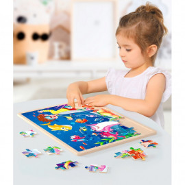 Dřevěné puzzle vodní svět 60 dílků