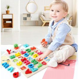 Dřevěné montessori puzzle zábavná abeceda