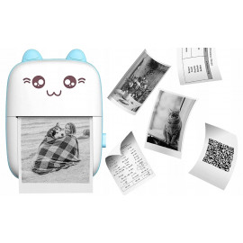 Přenosná bluetooth termotiskárna Kočička modrá C9 Přenosná bluetooth termotiskárna Kočička modrá C9