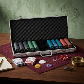 Poker sada v kufříku Exclusive 500 žetonů + karty + kostky