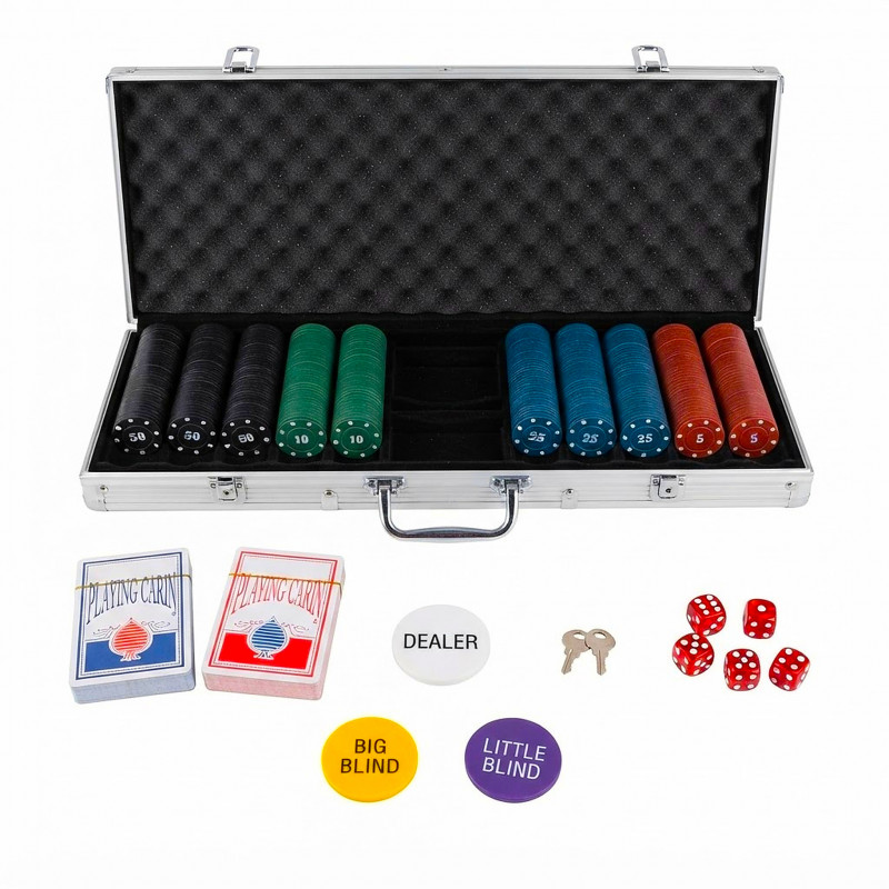 Poker sada v kufříku Exclusive 500 žetonů + karty + kostky