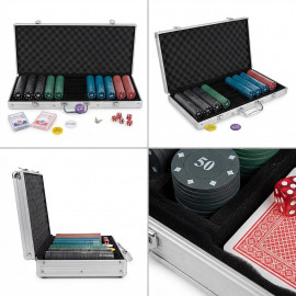Poker sada v kufříku Exclusive 500 žetonů + karty + kostky