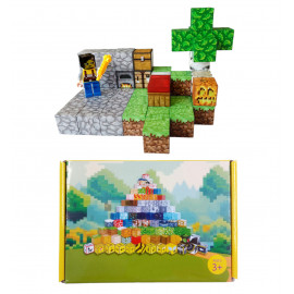 Magnetická stavebnice Minecraft Úkryt s postelí, pecí a truhlou 51ks