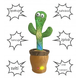Interaktivní plyšová hračka Kaktus zpívající tancující USB 34cm