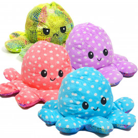 Plyšová oboustranná hračka Chobotnice duhová 28cm