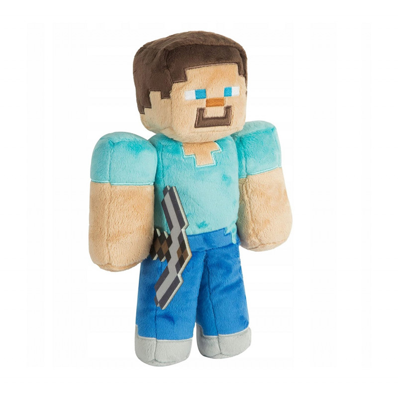 Plyšová hračka Minecraft Steve diamantový s krumpáčem 27cm