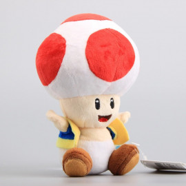 Plyšová hračka Super Mario Toad červená houba 17cm