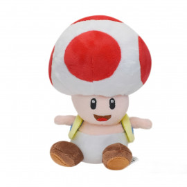 Plyšová hračka Super Mario Toad červená houba 17cm