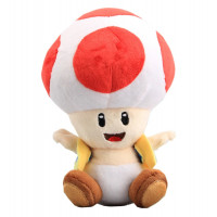 Plyšová hračka Super Mario Toad červená houba 17cm