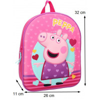 Dětský batoh Prasátko Peppa srdíčka s 3D efektem