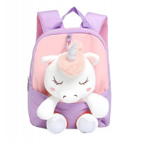 Dětský batoh s plyšákem Jednorožec fialový