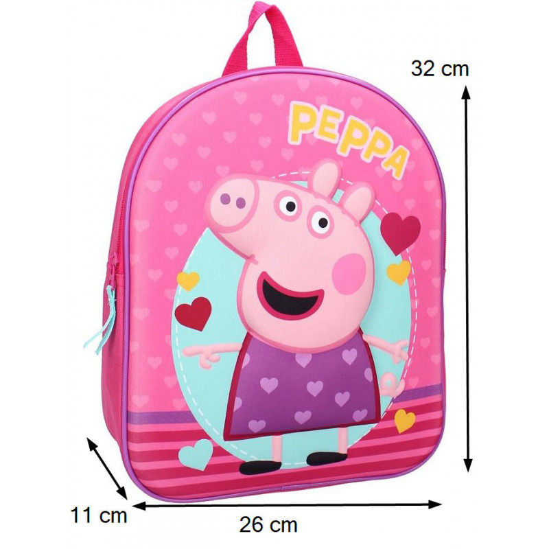 Dětský batoh Prasátko Peppa srdíčka s 3D efektem Dětský batoh Prasátko Peppa srdíčka s 3D efektem
