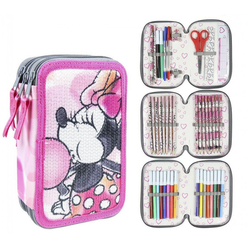 Školní penál třípatrový s náplní Myška Minnie Školní penál třípatrový s náplní Myška Minnie