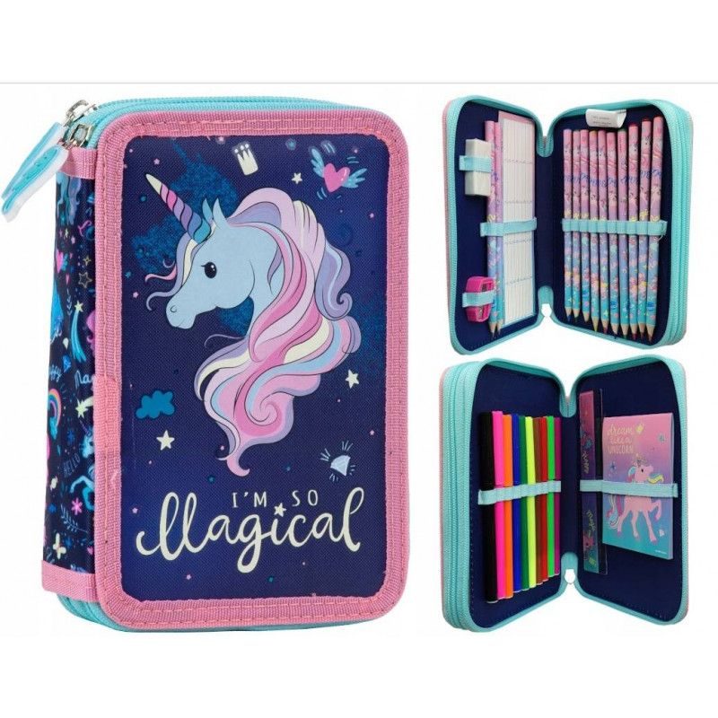 Školní penál dvoupatrový s náplní Unicorn Školní penál dvoupatrový s náplní Unicorn