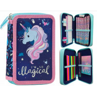 Školní penál dvoupatrový s náplní Unicorn
