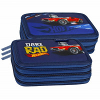 Školní penál třípatrový s náplní HOT WHEELS