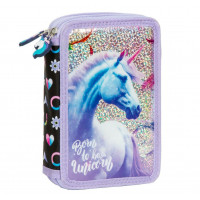 Školní penál dvoupatrový s náplní Jednorožec