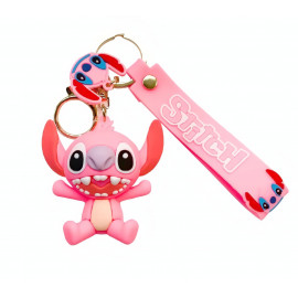 Dětská klíčenka Lilo a Stitch Angel růžová s poutkem a karabinou