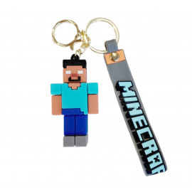 Dětská klíčenka Minecraft Steve Pixel s poutkem a karabinou