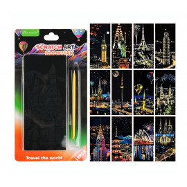 Vyškrabávací obrázky Scratch art Světové stavby 12 listů