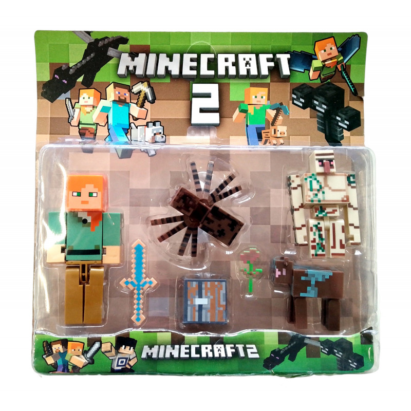 Kolekce figurek Minecraft Alex a Golem sada 7 ks