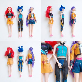 Sada figurek Demon Hunters K-pop s doplňky 3ks 30cm