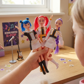Sada figurek Demon Hunters K-pop Zpívající Glamour 3ks 30 cm
