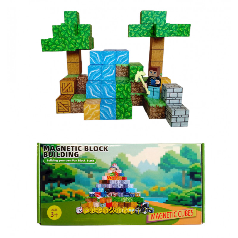 Magnetická stavebnice Minecraft Stromy a vodopád s postavičkou 101ks Magnetická stavebnice Minecraft Stromy a vodopád s postavičkou 101ks