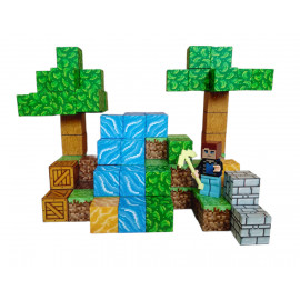 Magnetická stavebnice Minecraft Stromy a vodopád s postavičkou 101ks