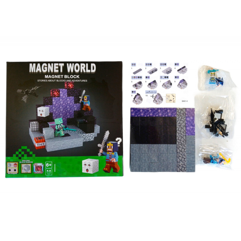 Magnetická stavebnice Minecraft Dragon world svítící 100ks
