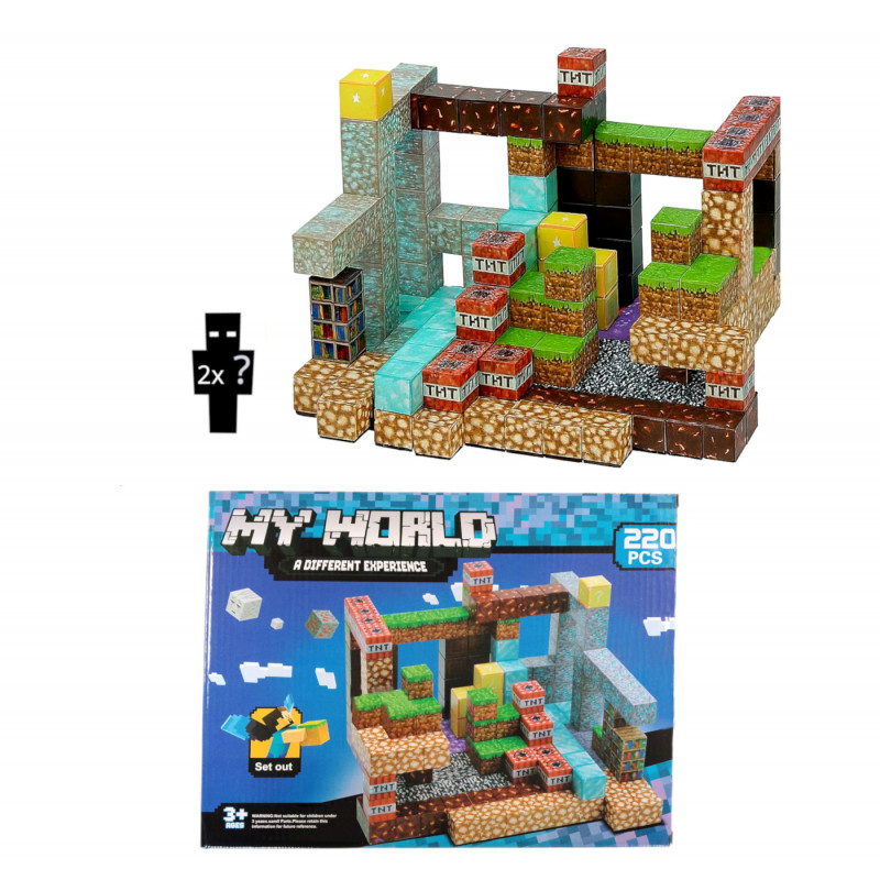 Velká magnetická stavebnice Minecraft Iron Diamond Gold TNT 220ks