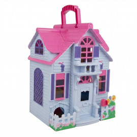 Přenosný domeček pro panenky s nábytkem a figurkami 25cm