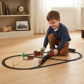 Velká vláčková dráha s elektrickou parní lokomotivou 540cm