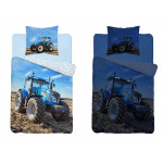 Dětské svítící povlečení Traktor - modrý 140x200 cm