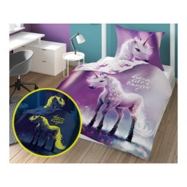 Dětské svítící povlečení Unicorn dreams 140x200 cm