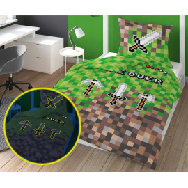 Dětské svítící povlečení Minecraft Game over 140x200 cm