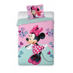 Dětské povlečení Myška Minnie s barevnými srdíčky 140x200 cm