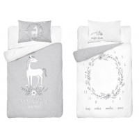 Dětské bambusové povlečení Jednorožec - šedý 135x100cm