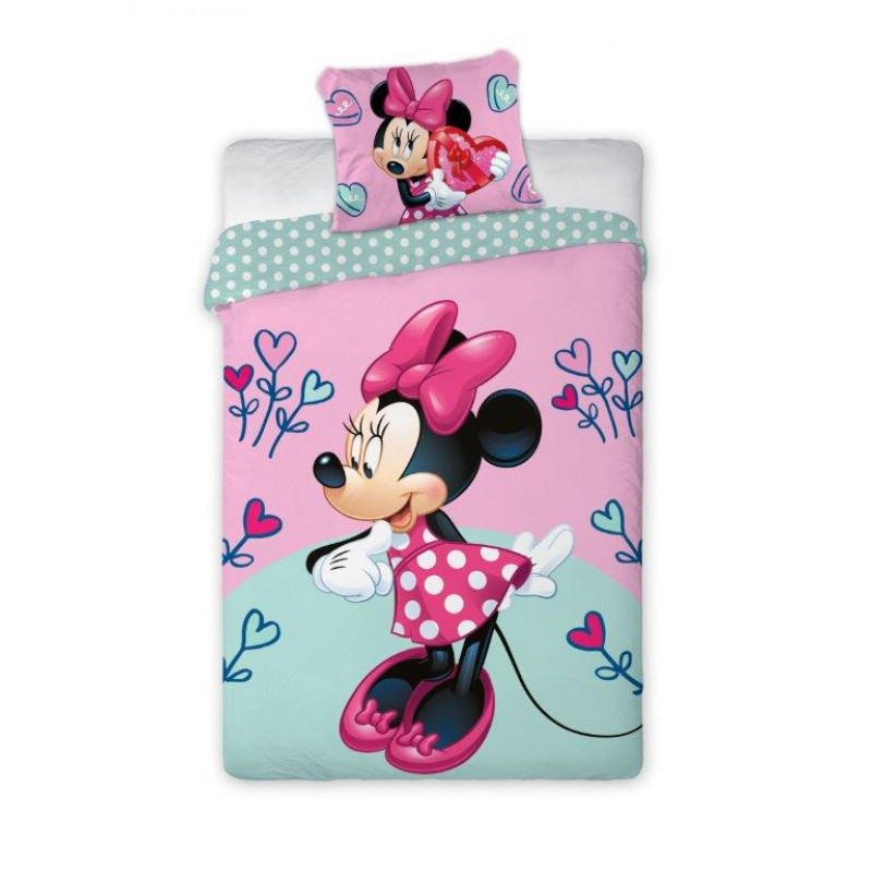 Dětské povlečení Myška Minnie s barevnými srdíčky 140x200 cm Dětské povlečení Myška Minnie s barevnými srdíčky 140x200 cm