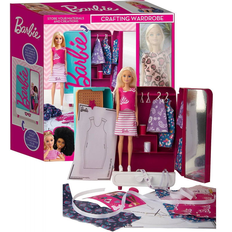 Panenka Barbie šatní skříň s šicími doplňky 29cm Panenka Barbie šatní skříň s šicími doplňky 29cm