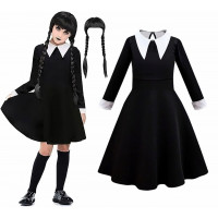 Dětský kostým Wednesday classic s parukou 128-134 L